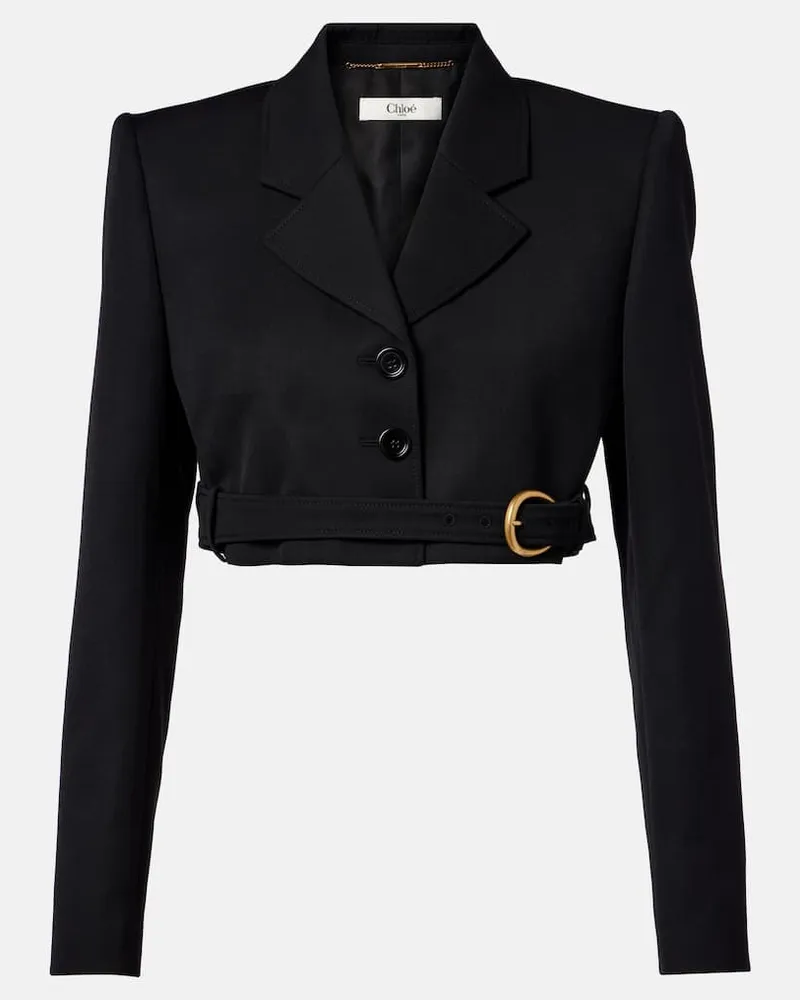 Chloé Chloé Cropped-Blazer aus Schurwolle Schwarz