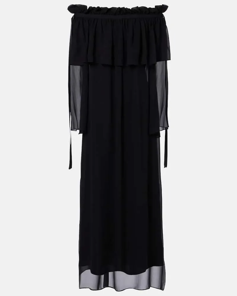Nina Ricci Off-Shoulder-Maxikleid aus Seide Schwarz