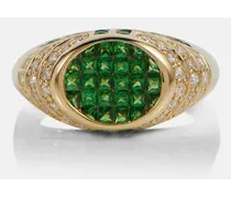 Ring Lady aus 14kt Gelbgold mit Diamanten und Smaragden