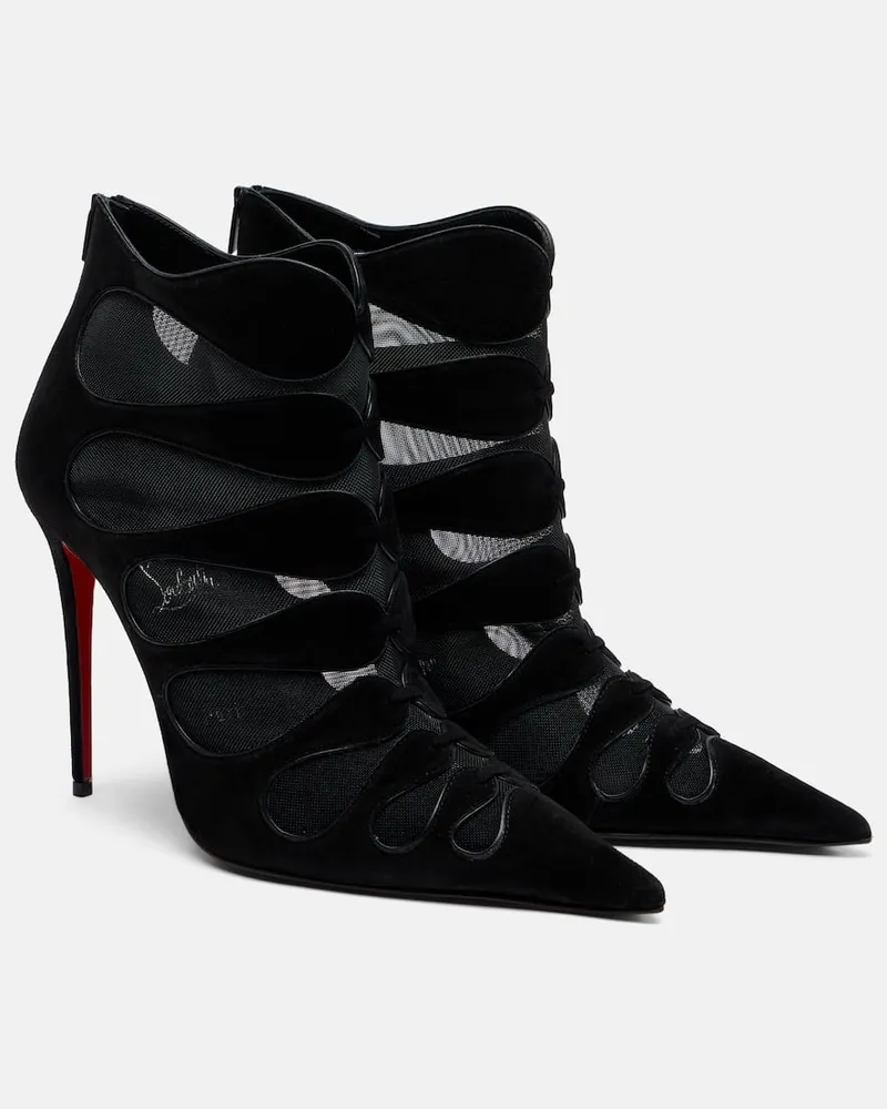 Christian Louboutin Ankle Boots Circle Max 100 aus Veloursleder Schwarz