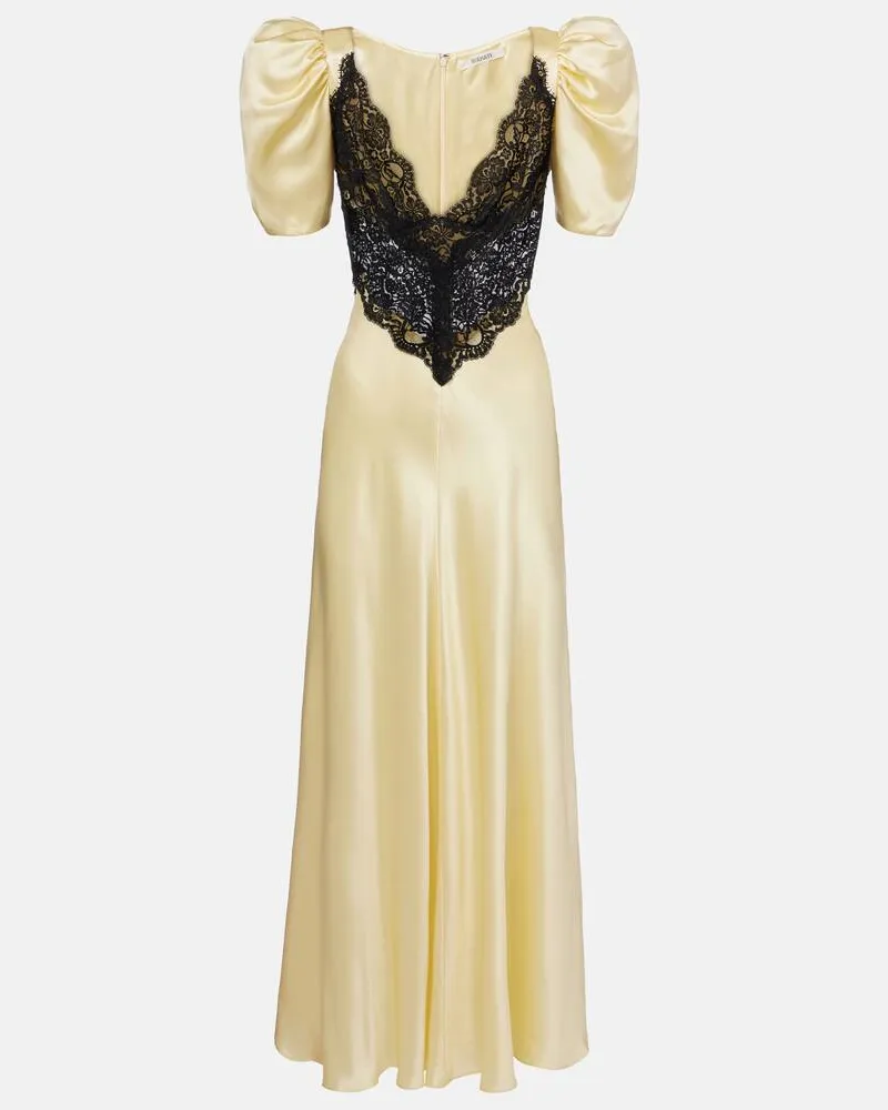 Rodarte Robe aus Seide mit Spitze Gelb