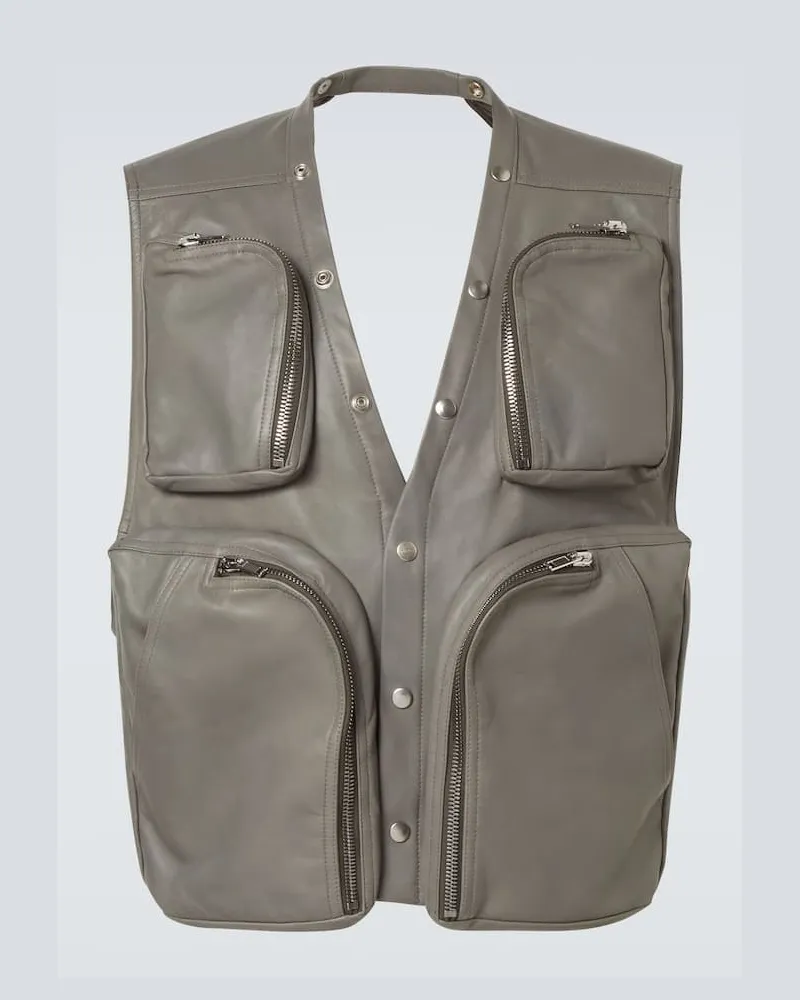 Rick Owens Weste aus Leder Grau