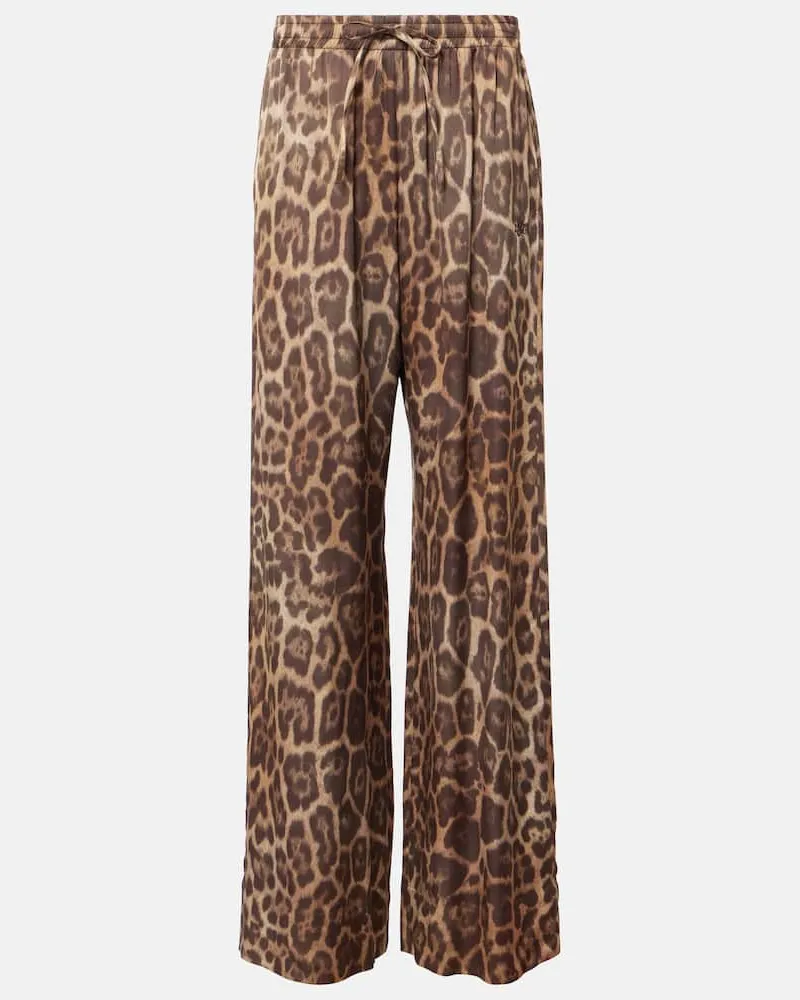 Stella McCartney Bedruckte Pyjamahose Braun