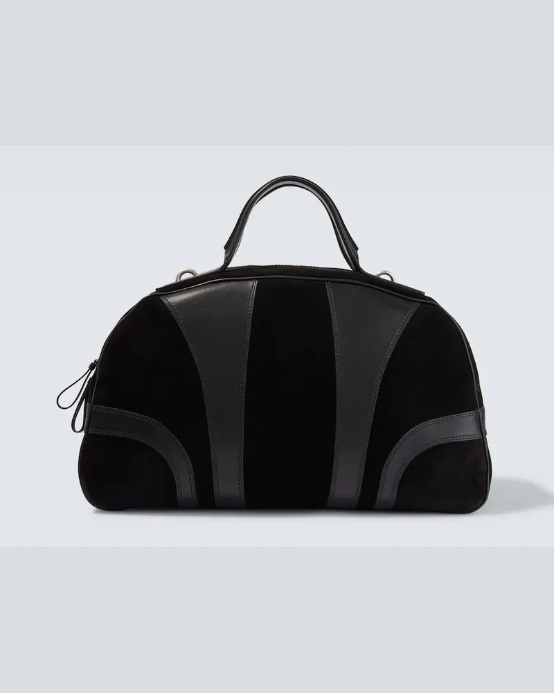 Dries van Noten Weekender aus Veloursleder und Leder Schwarz