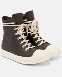 Rick Owens High-Top Sneakers Geobasket aus Veloursleder Grau