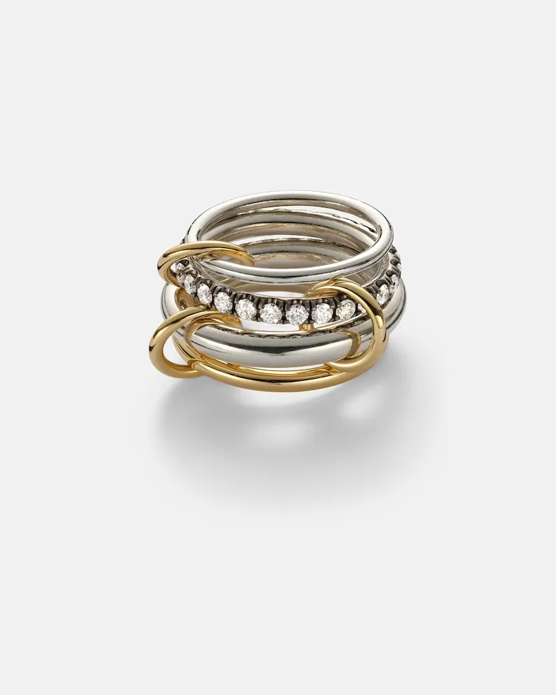 Spinelli Kilcollin Ring Janssen SG aus 18kt Gelbgold und Sterlingsilber mit Diamanten Silber