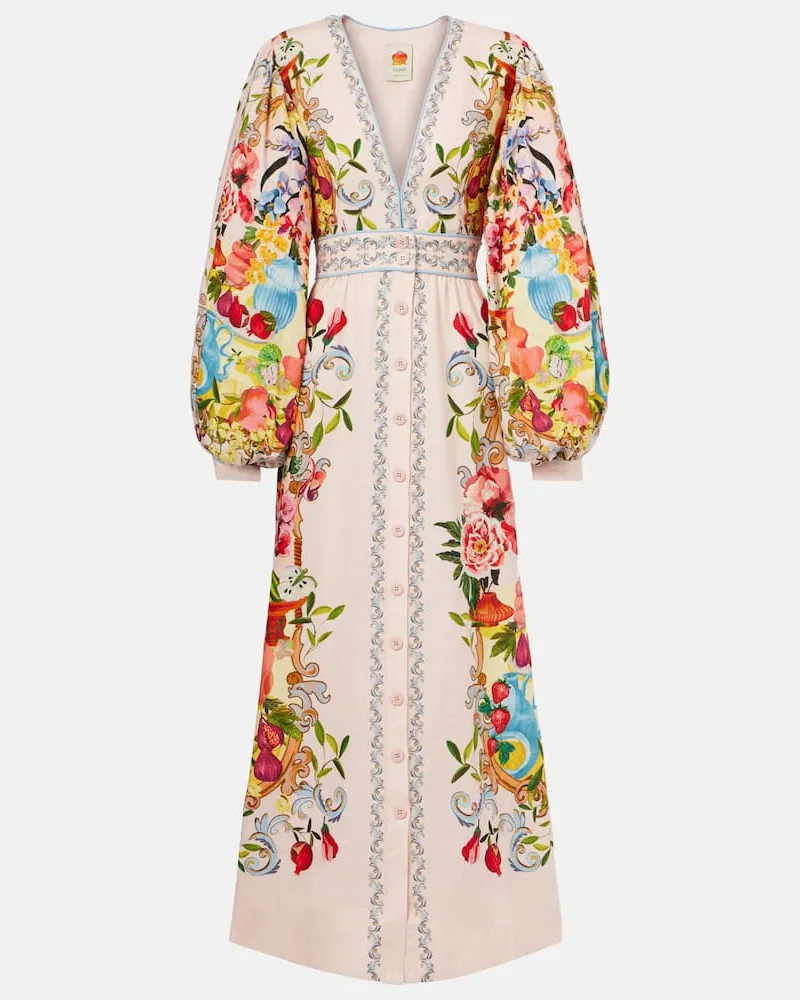 FARM Rio Maxikleid aus einem Leinengemisch Multicolor