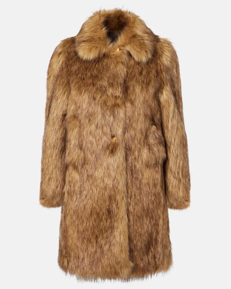 Prada Mantel aus Faux Fur Braun
