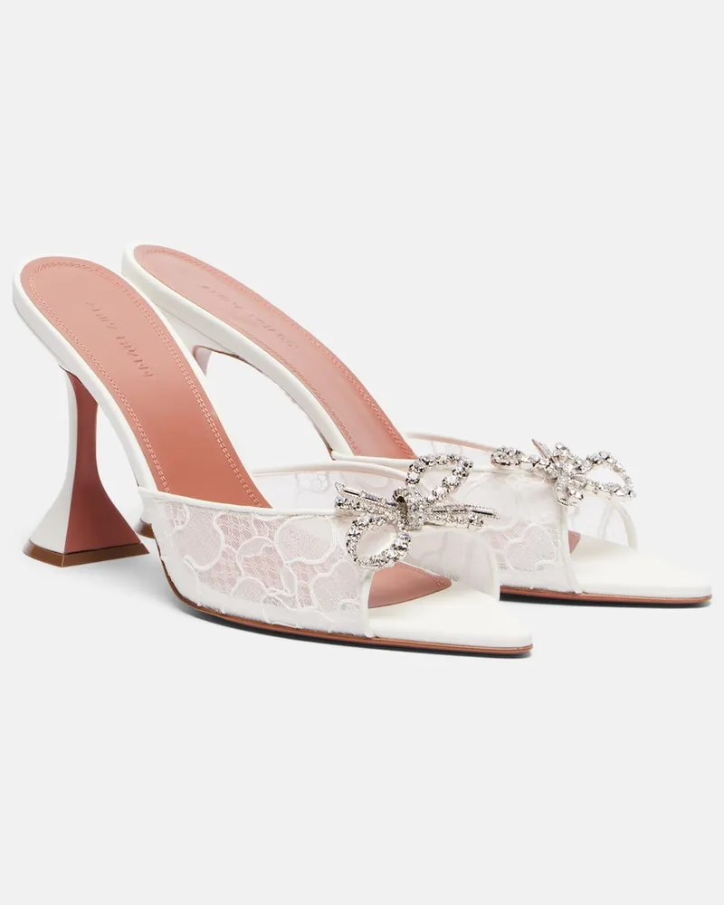 Amina Muaddi Verzierte Mules Rosie aus Spitze Weiß