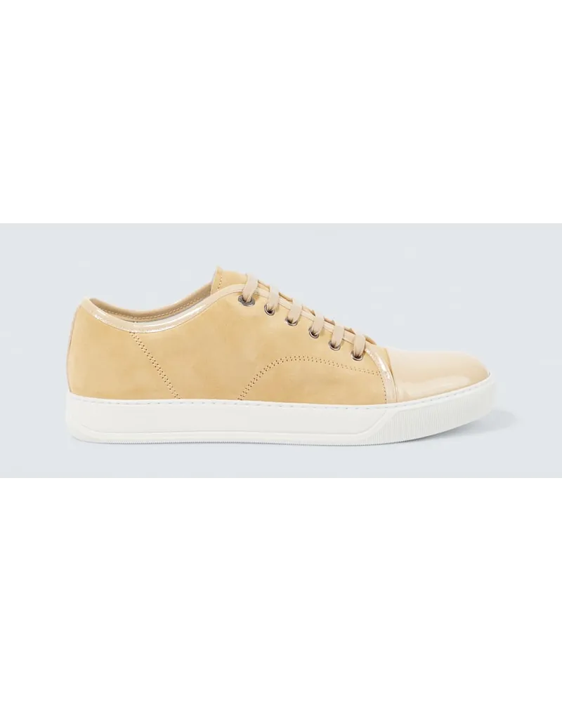 Lanvin Sneakers DBB1 aus Veloursleder und Lackleder Beige