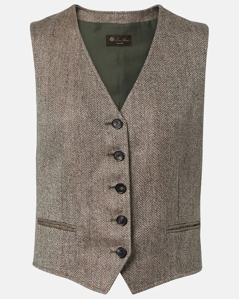 Loro Piana Weste Teodoro aus Leinen Braun