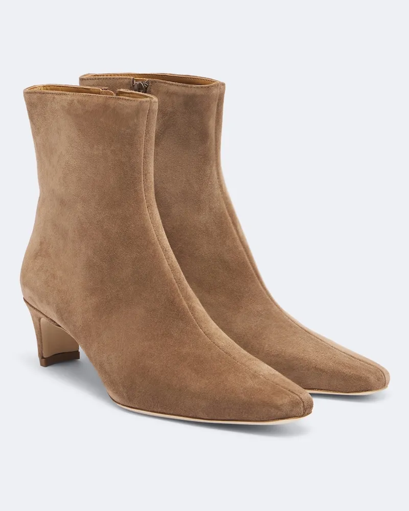 STAUD Ankle Boots Wally aus Veloursleder Beige