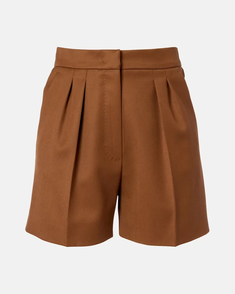 Max Mara High-Rise Shorts Ozieri aus Schurwolle Braun