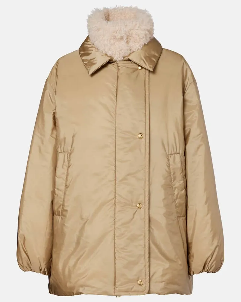 Moncler Daunenjacke Voue mit Faux Shearling Beige