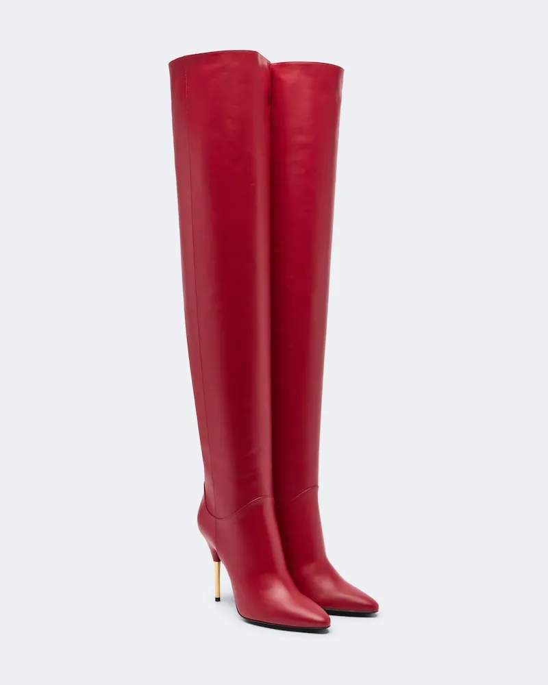 Valentino Garavani Overknee-Stiefel Deboot aus Leder Rot