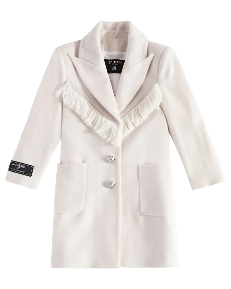 Balmain Mantel aus Wolle und Kaschmir Weiß