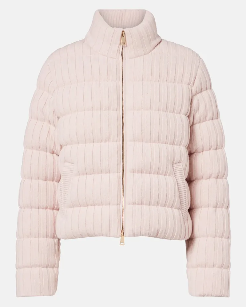 Moncler Daunenjacke aus Wolle und Kaschmir Rosa