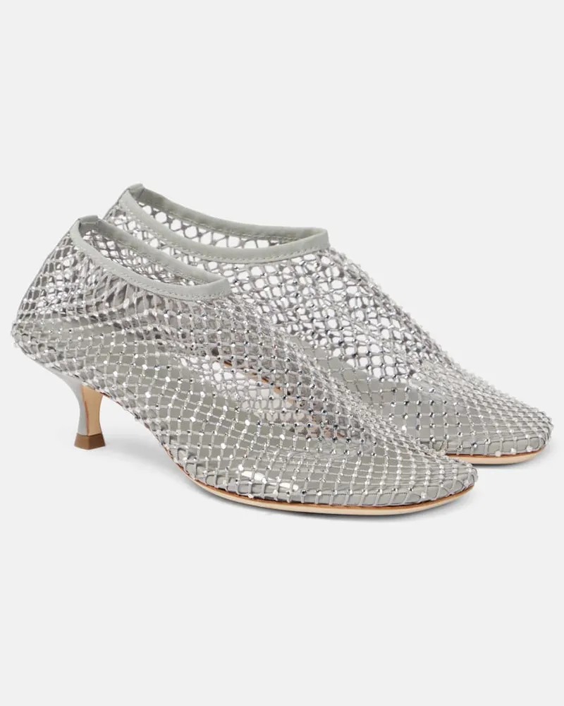 Christopher Esber Pumps Minette aus Mesh mit Kristallen Silber