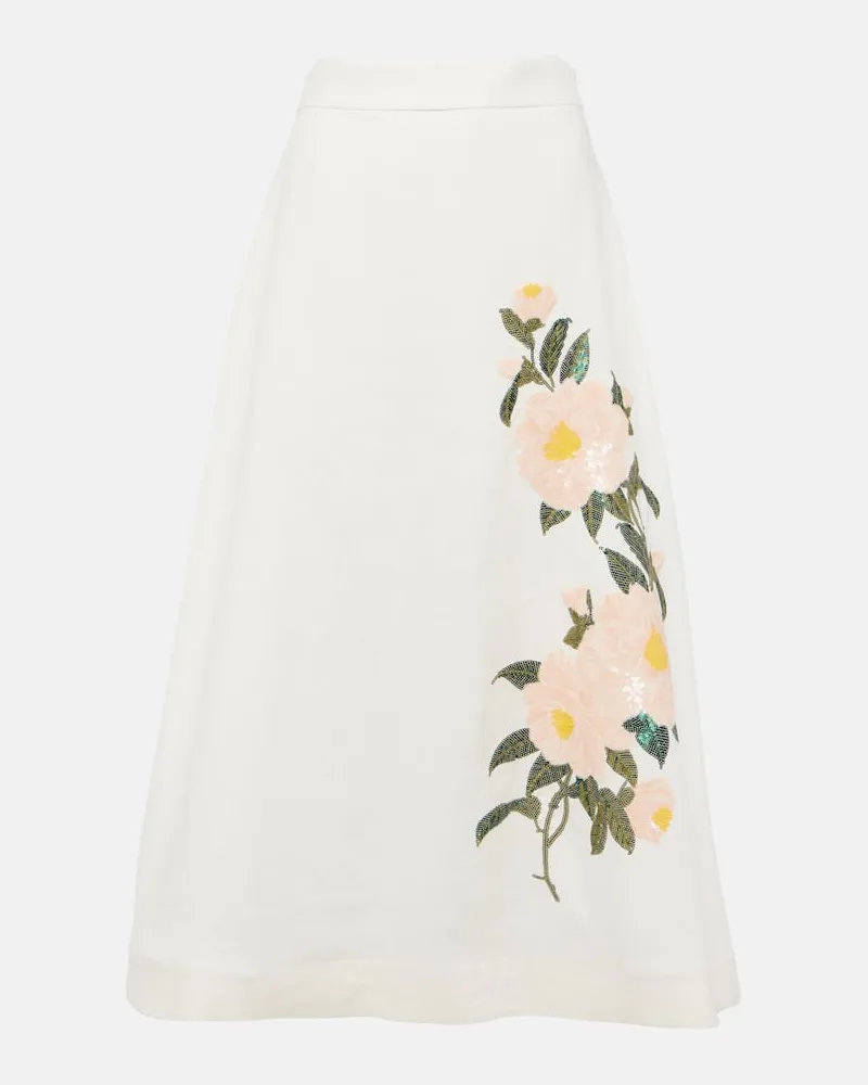 Zimmermann Verzierter Midirock Natura aus Organza Weiß