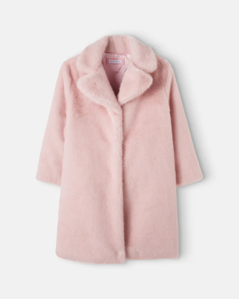 Monnalisa Mantel aus Teddyfleece Rosa