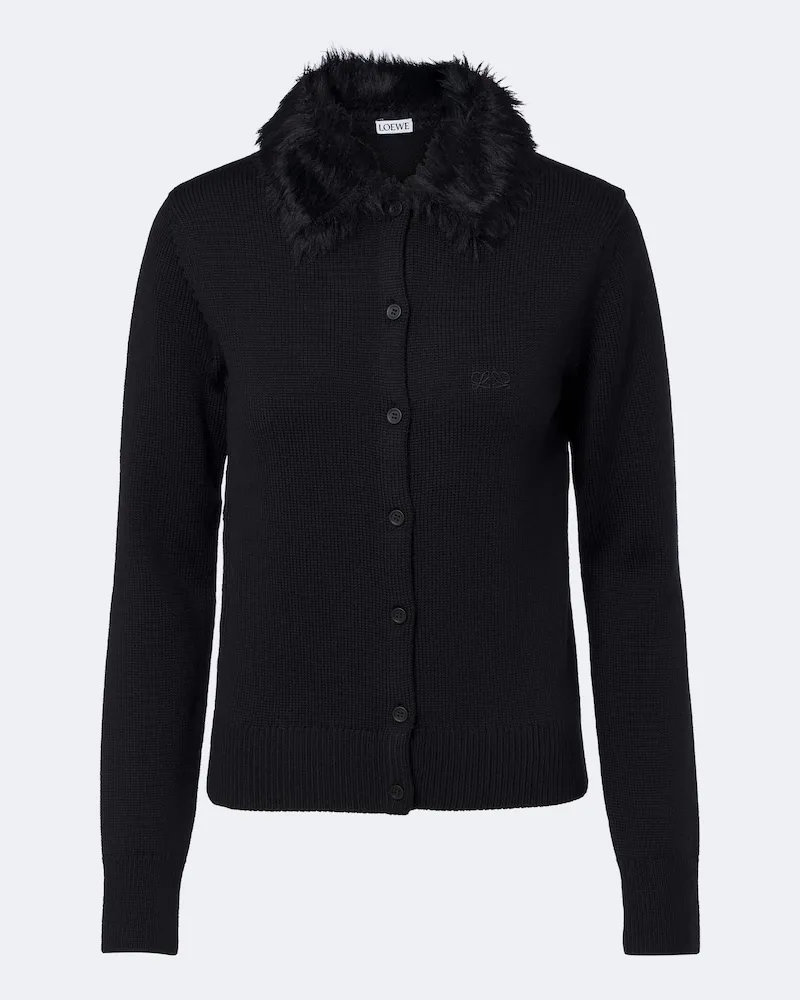 Loewe Cardigan Double aus Wolle Schwarz