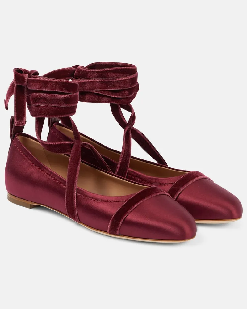 Malone Souliers Ballerinas Spencer aus Satin Burgunderrot
