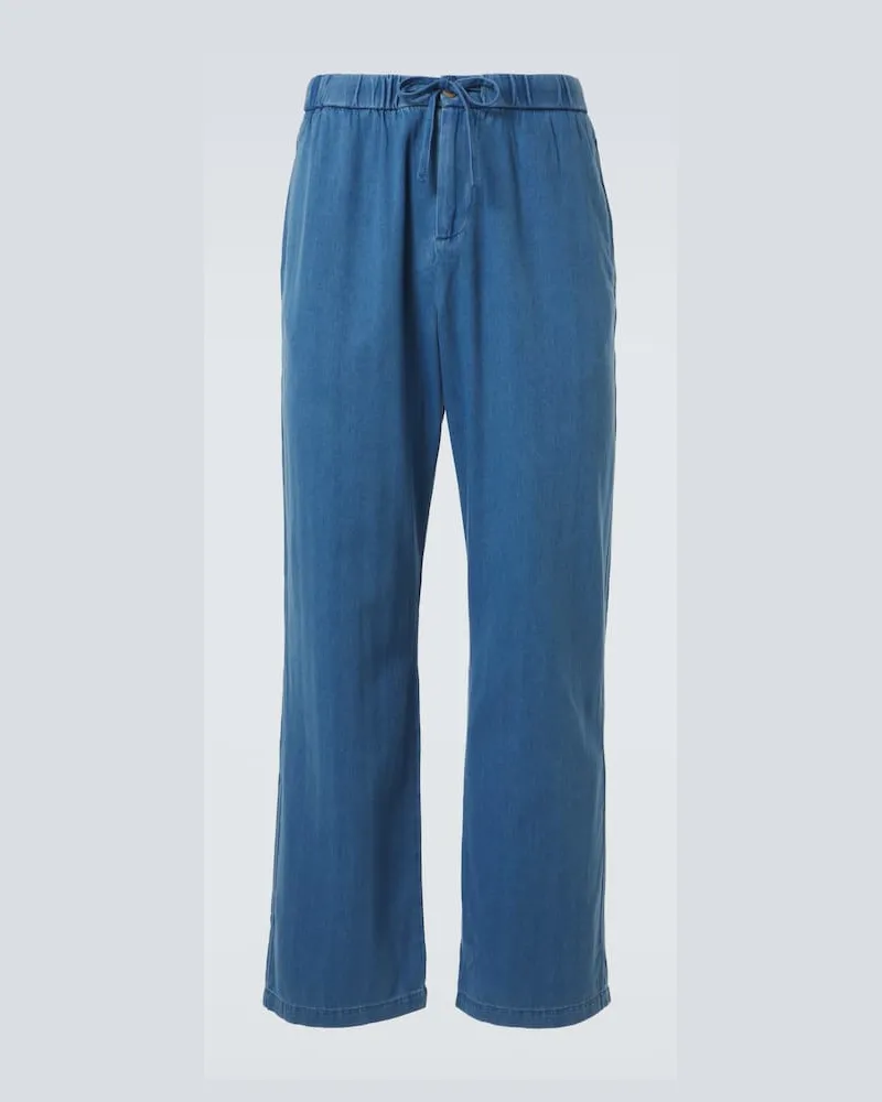 Frescobol Carioca Weite Hose Rocha aus Baumwoll-Twill Blau