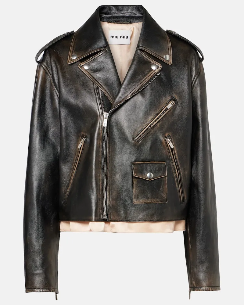 Miu Miu Lederjacke Schwarz