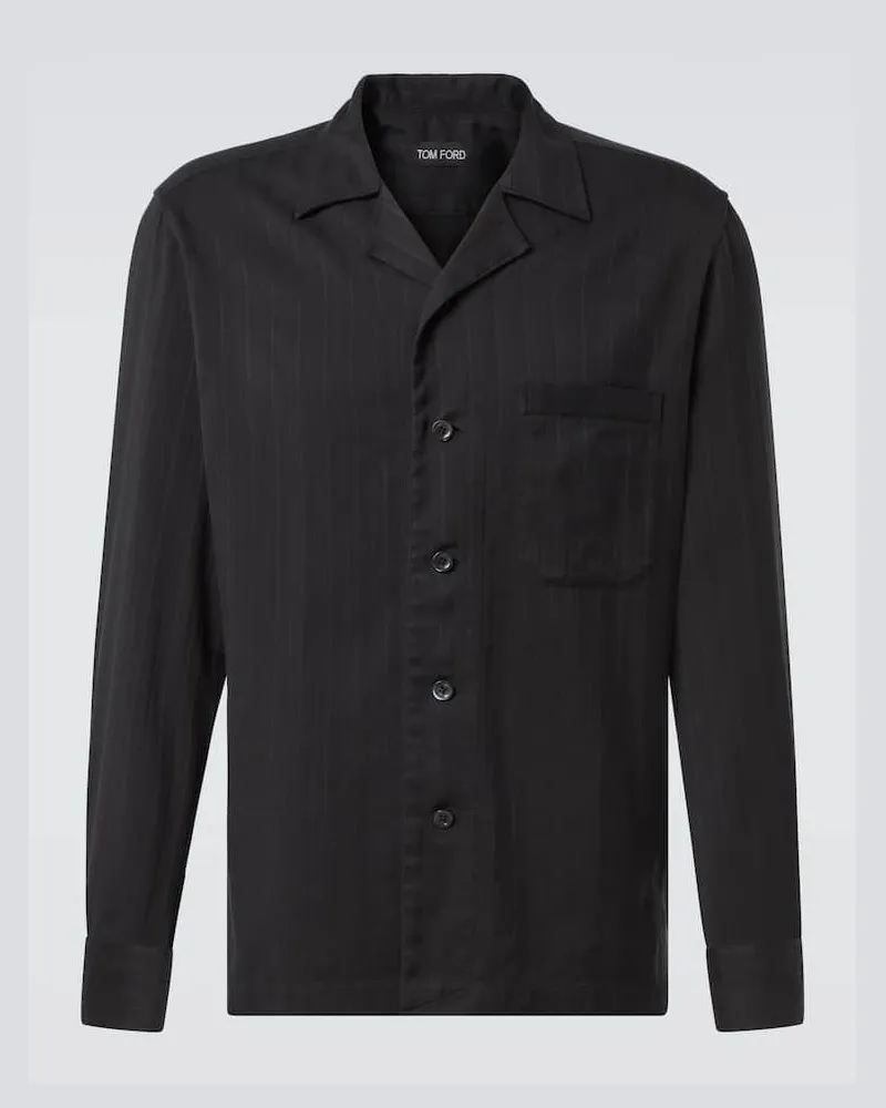 Tom Ford Hemd aus Baumwolle und Seide Schwarz