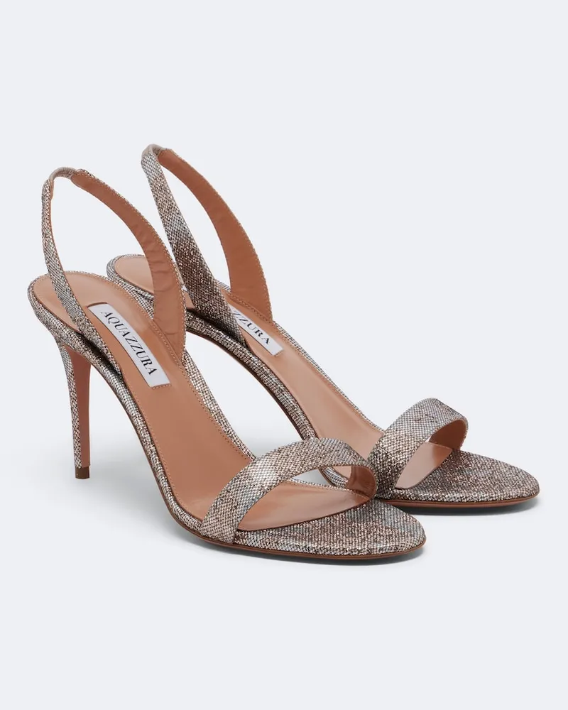 Aquazzura Metallic Slingback-Sandalen So Nude aus Leder Silber