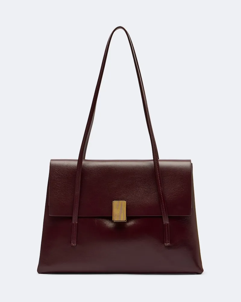 KHAITE Schultertasche Soft Blake Medium aus Leder Burgunderrot