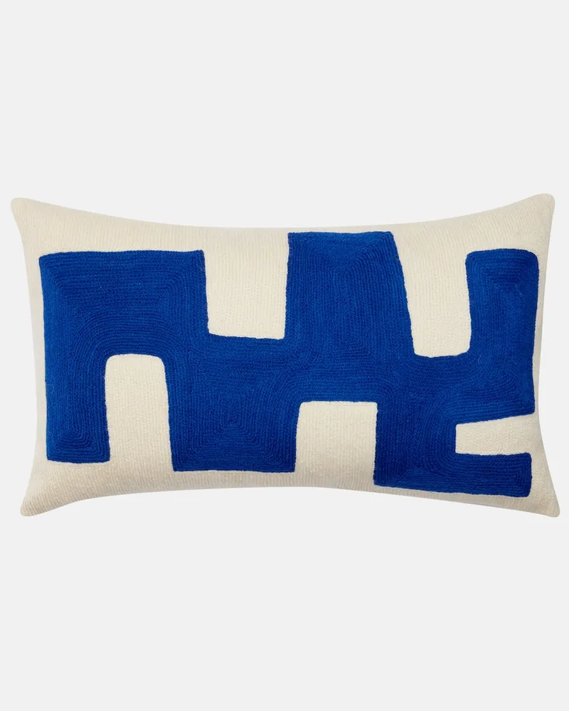 Jonathan Adler Kissen Ojai Blocks aus Baumwoll-Canvas Weiß