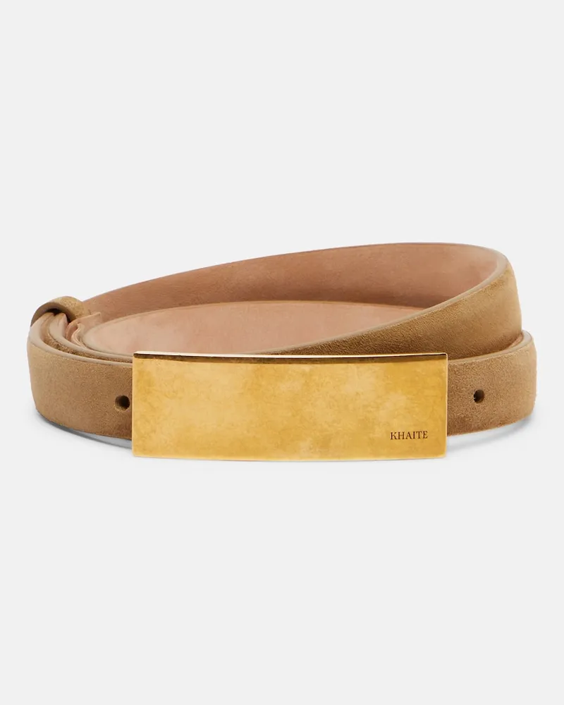 KHAITE Gürtel Berlin aus Veloursleder Beige