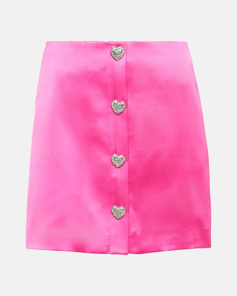 Self-Portrait Verzierter Minirock aus Satin Rosa