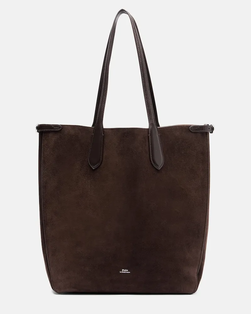 Ralph Lauren Shopper aus Veloursleder mit Leder Braun