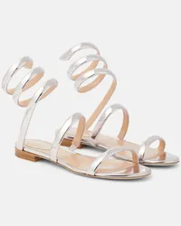 René Caovilla Sandalen Cleo aus Metallic-Leder Silber