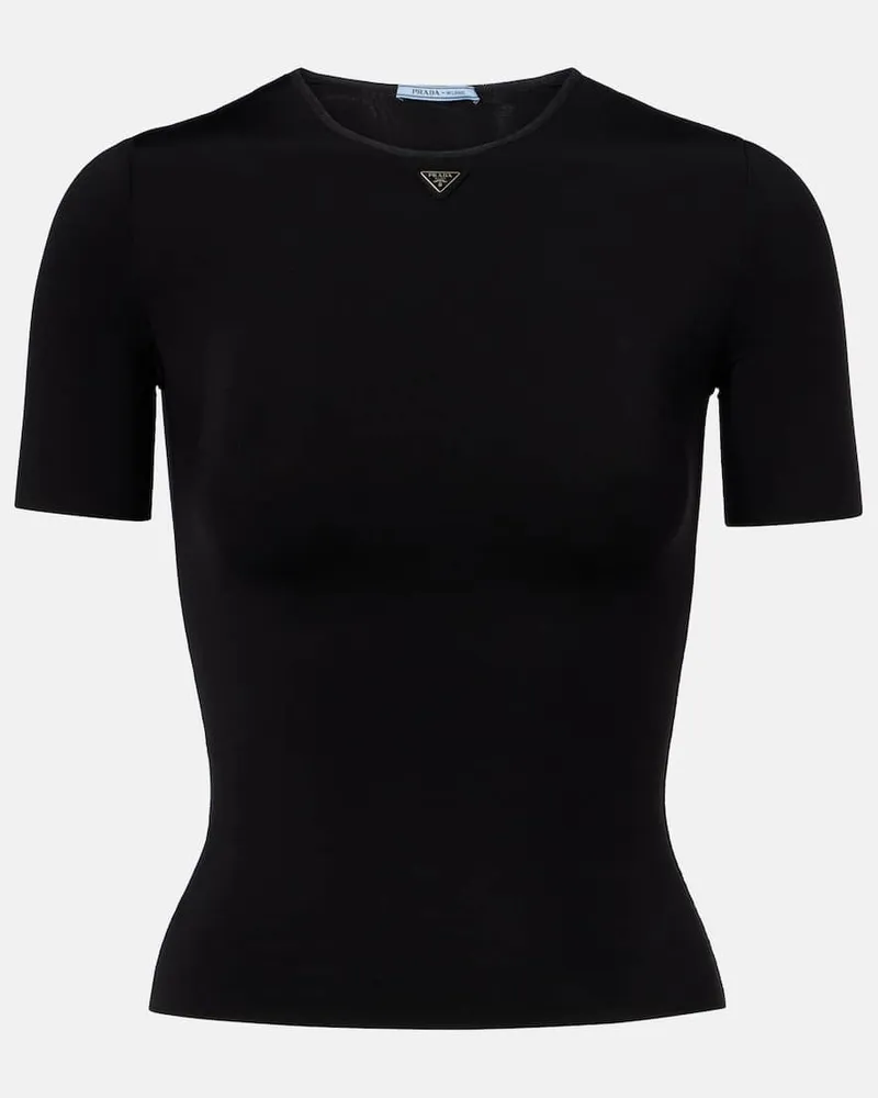 Prada Top aus Jersey Schwarz
