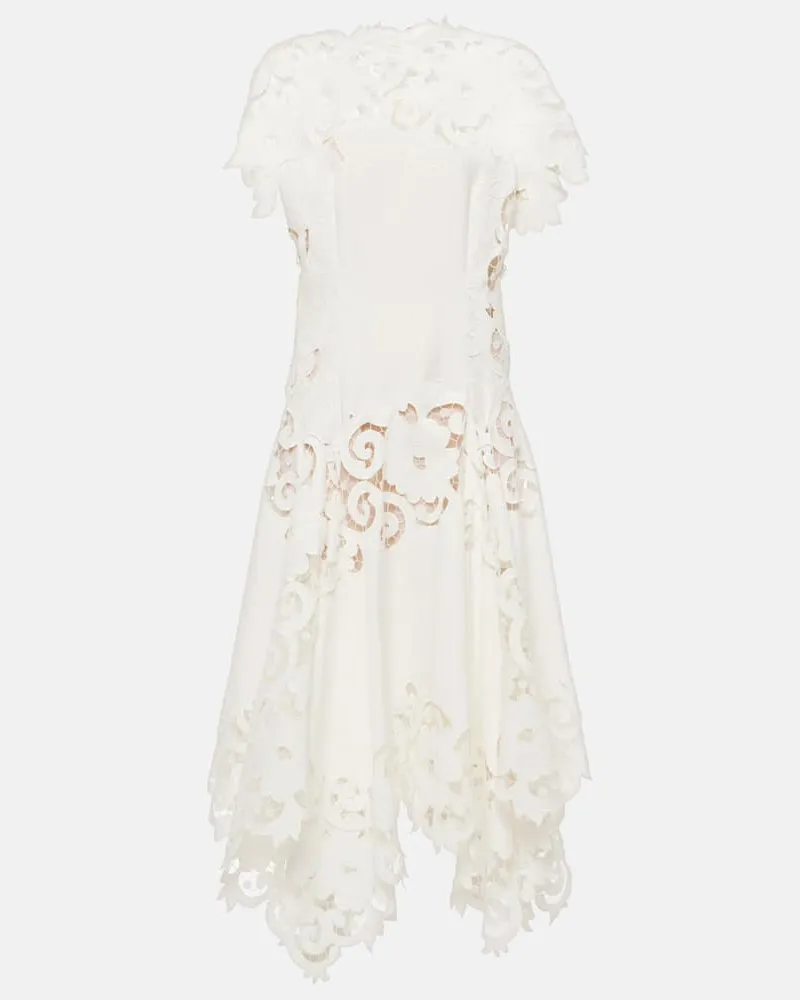 Oscar de la Renta Midikleid aus Guipure-Spitze Weiã