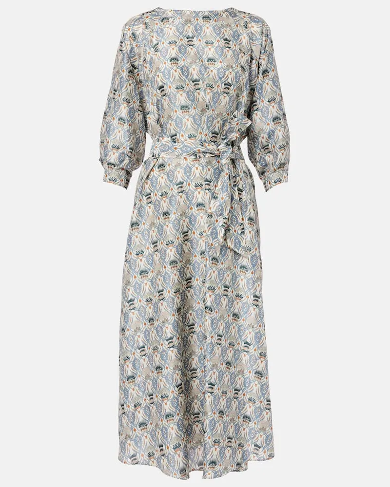 Loro Piana Bedrucktes Midikleid Mila aus Seide Blau