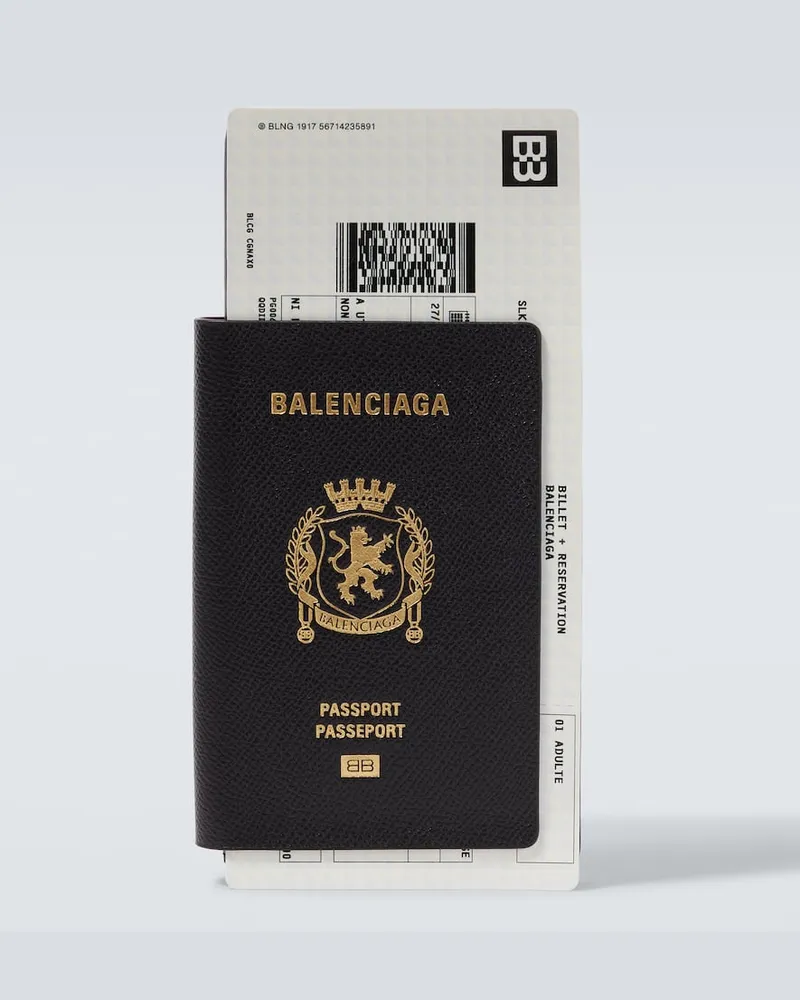 Balenciaga Portemonnaie Passport Long aus Leder Schwarz
