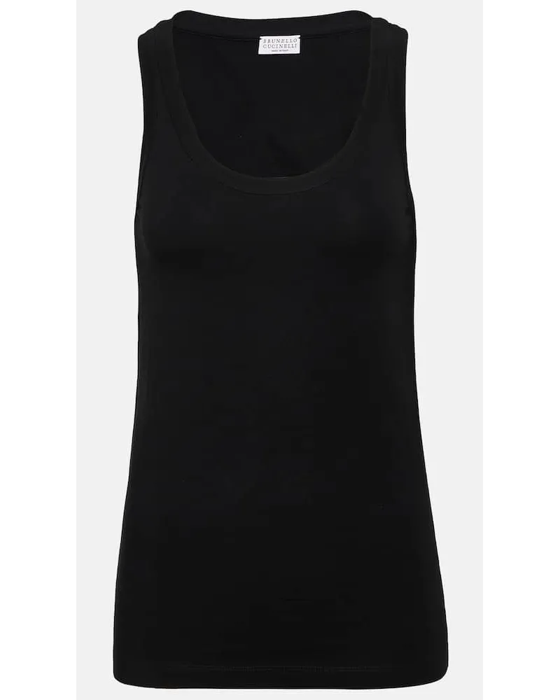 Brunello Cucinelli Top aus einem Baumwollgemisch Schwarz