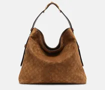 Tote Bag Maxi Horsebit Large aus Veloursleder