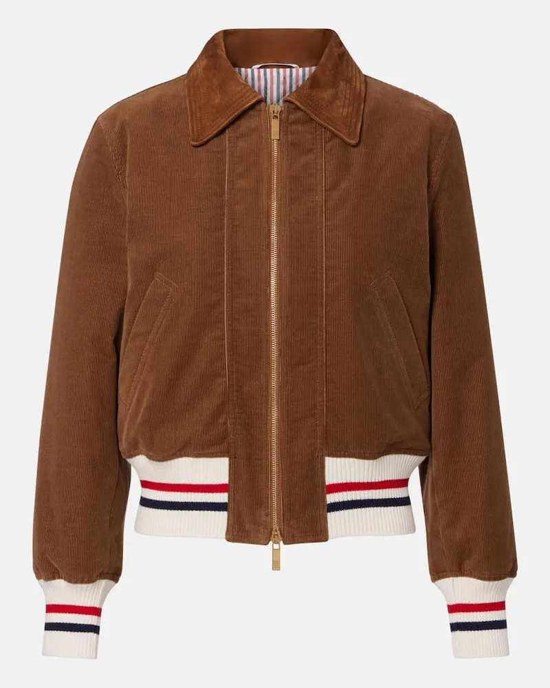Thom Browne Daunenjacke Wale aus Baumwoll-Cord Braun