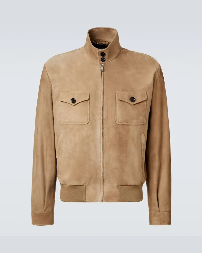 Dolce & Gabbana Bomberjacke aus Veloursleder Beige
