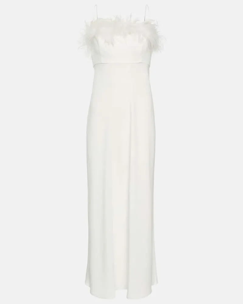 RIXO Maxikleid Selene mit Federn Weiß