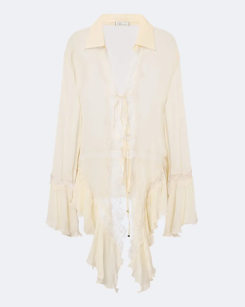 Blumarine Bluse mit Spitze Beige