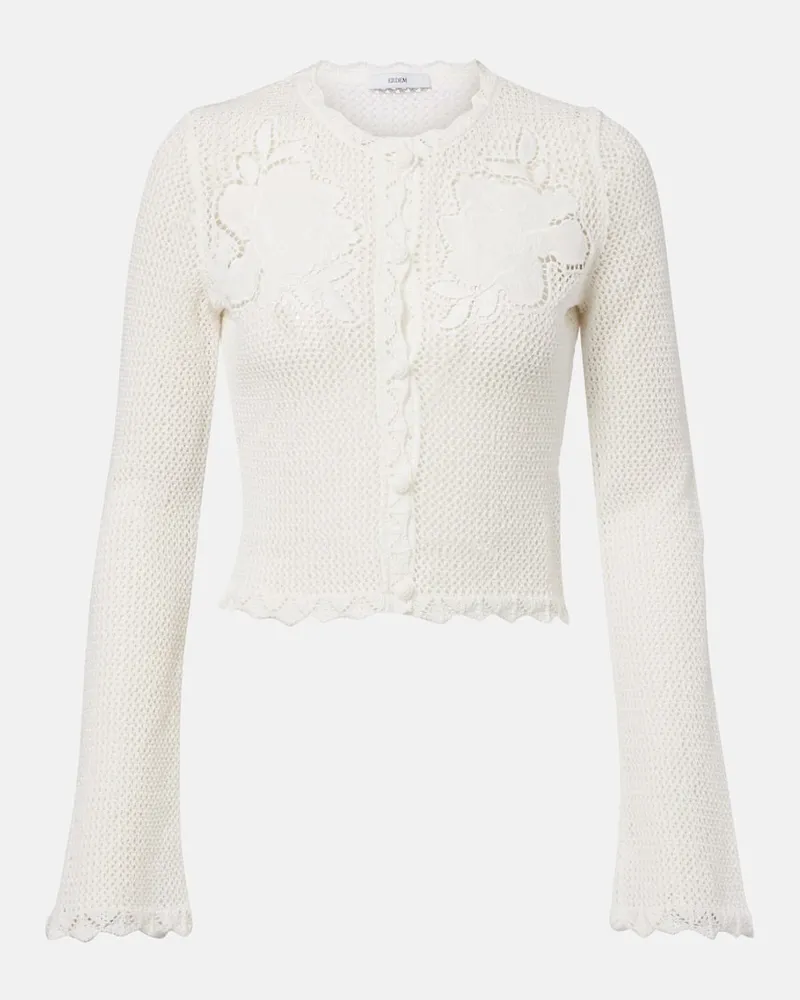 Erdem Bestickter Cardigan aus Baumwolle Weiß