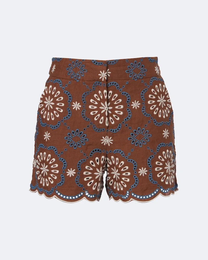 Veronica Beard Shorts Allen aus Leinen Multicolor