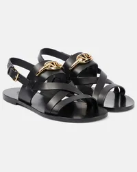 Valentino Garavani Sandalen VLogo Gate aus Leder Schwarz