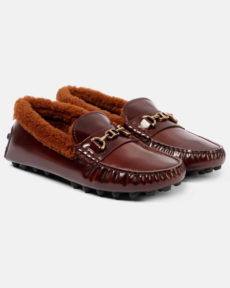 TOD'S Mokassins aus Leder mit Shearling Braun